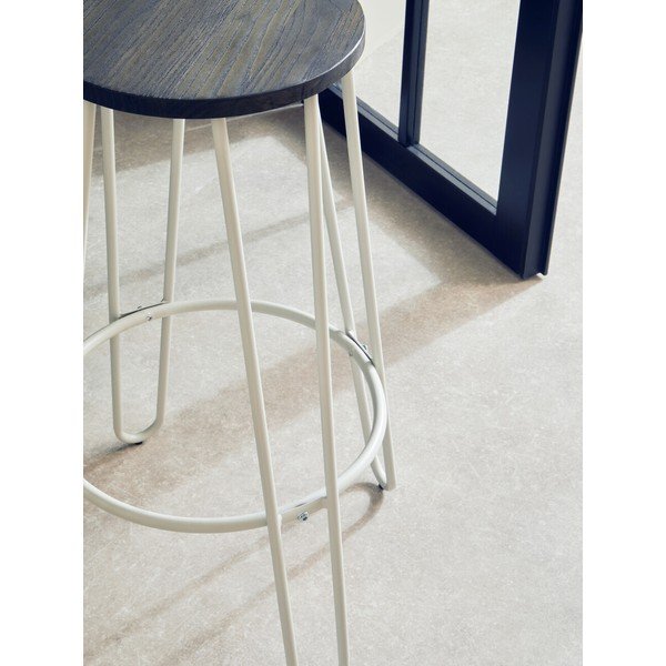 Sedia da bar bianca/di colore naturale in olmo massiccio (altezza della seduta 75 cm) District – Premier Housewares-image-4