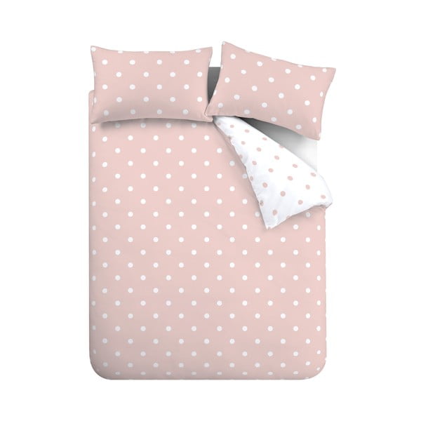 Biancheria da letto singola bianca e rosa 135x200 cm - Catherine Lansfield
