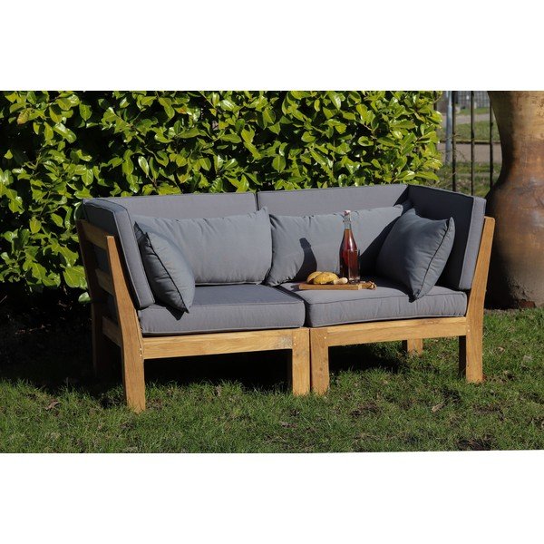 Divano da giardino grigio in legno di teak Aruba - HSM collection-image-1