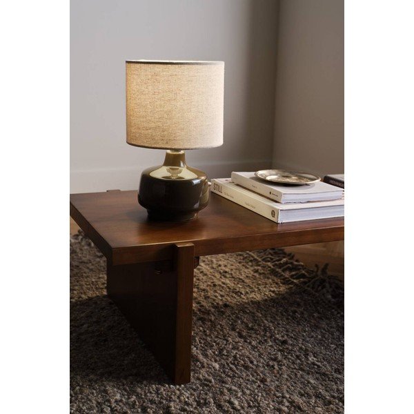 Lampada da tavolo marrone/color crema in ceramica (altezza totale 29 cm) Laila – Jotex-image-1