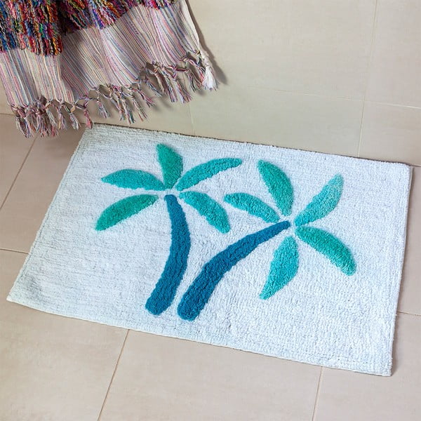 Tappetino per il bagno bianco/blu 50x80 cm Palm Trees – Rex London-image-1