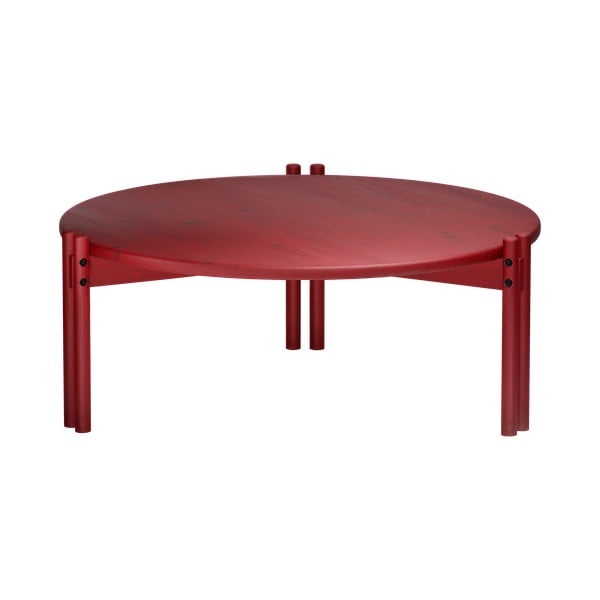 Tavolino rotondo rosso in legno di pino ø 80 cm Sticks - Karup Design