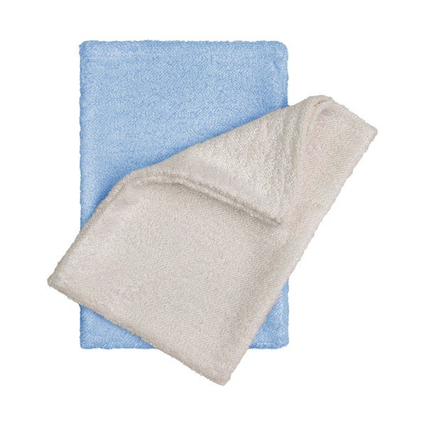 Set di 2 strofinacci in bambù beige e blu - T-TOMI