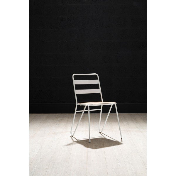 Sedia da pranzo bianca/di colore naturale in olmo massiccio District – Premier Housewares-image-3