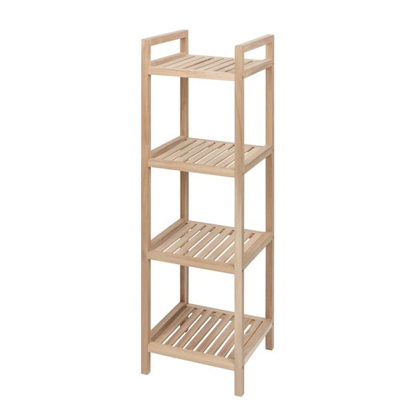 Scaffale da bagno in legno di acacia con quattro ripiani su ruote 35x110 cm Acina - Wenko