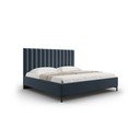 Letto matrimoniale imbottito blu scuro con contenitore con griglia 160x200 cm Casey - Mazzini Beds