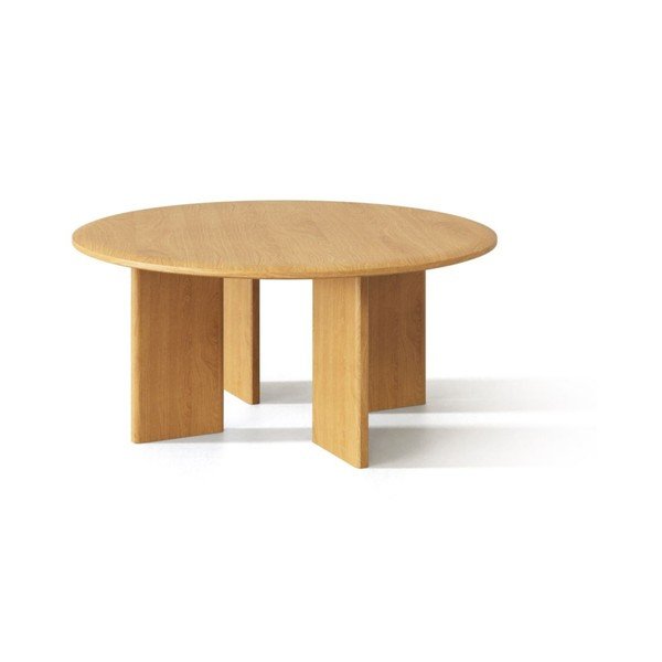 Tavolino da salotto rotondo di colore naturale in rovere massiccio ø 90 cm Charlotte – Micadoni -image-3