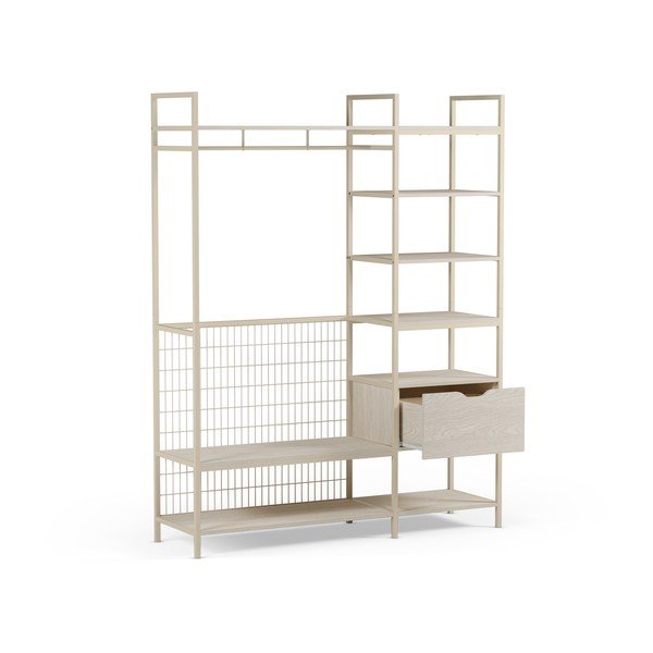 Armadio color crema in acciaio a giorno 140x179,5x40 cm Amara – Marckeric-image-4