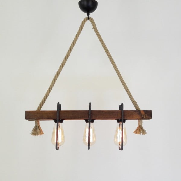 Apparecchio a soffitto in legno a sospensione Demir, 3 lampadine - Opviq lights-image-3