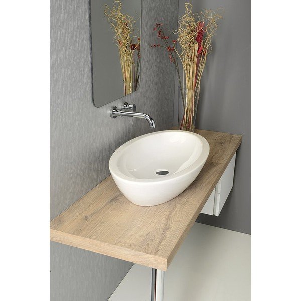 Lavabo in ceramica bianca , 75 x 42 cm Sistema - Sapho-image-1
