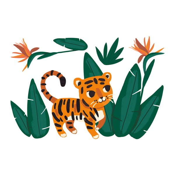 Foglio adesivo 95x64 cm Jungle & Tiger - Lilipinso