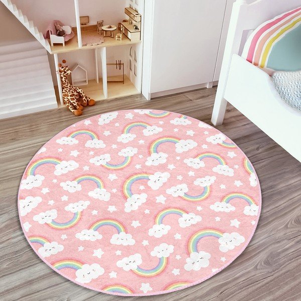 Tappeto rosa per bambini ø 120 cm Comfort - Mila Home-image-3