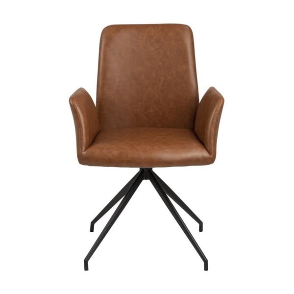 Sedia da pranzo marrone cognac in imbottito con braccioli Naya – Actona-image-2