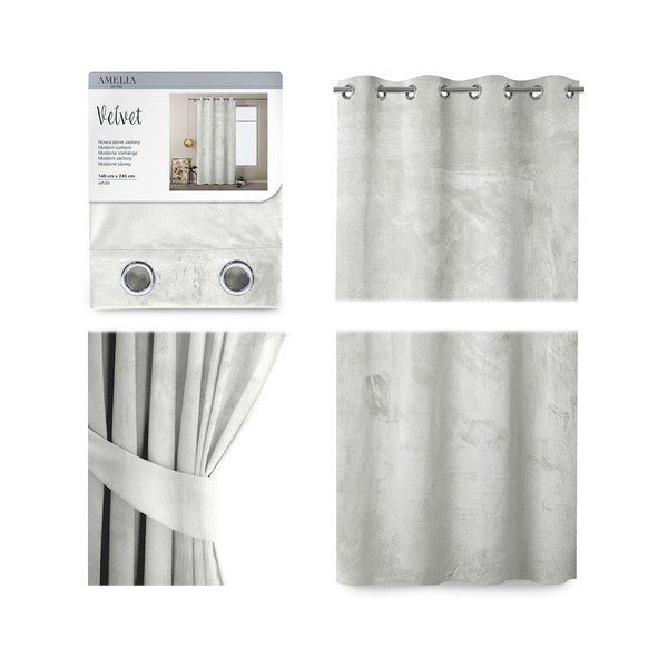 Tenda di velluto bianco Velluto, 140 x 245 cm - AmeliaHome-image-2