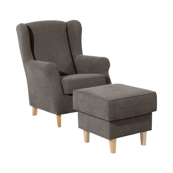 Pouf marrone e grigio Lorris - Max Winzer-image-2