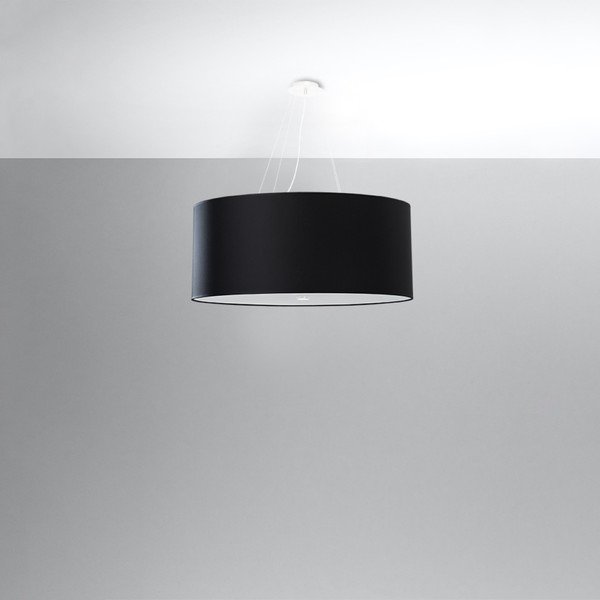 Lampada a sospensione nera con paralume in tessuto ø 70 cm Volta - Sollux-image-2