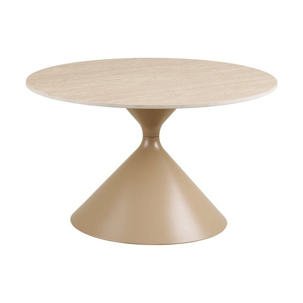 Tavolino da salotto rotondo beige con piano in ceramica ø 70 cm Annecy – House Nordic-image-2