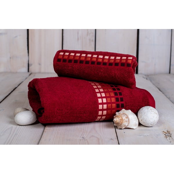 Asciugamano in cotone rosso 140x70 cm Darwin - My House
