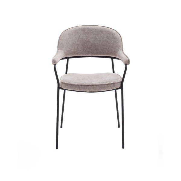 Sedia da pranzo beige con braccioli Kindersley – Unique Furniture-image-1