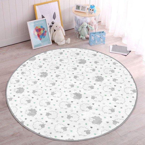 Tappeto per bambini grigio chiaro e bianco ø 80 cm Comfort - Mila Home-image-2