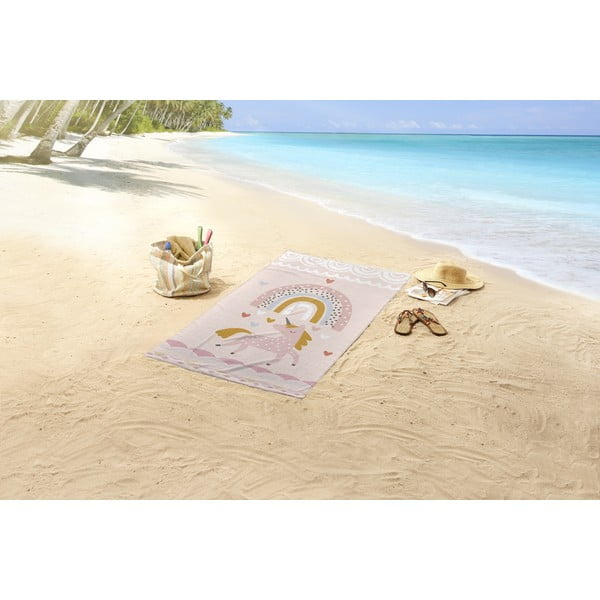 Telo mare rosa e beige 75x150 cm - Good Morning-image-1