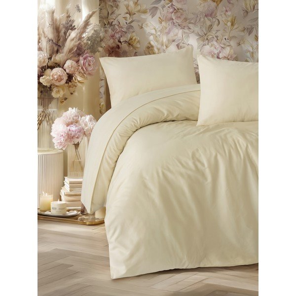 Set copripiumino e federa beige per letto singolo 200x140 cm Elegant  – Mijolnir
