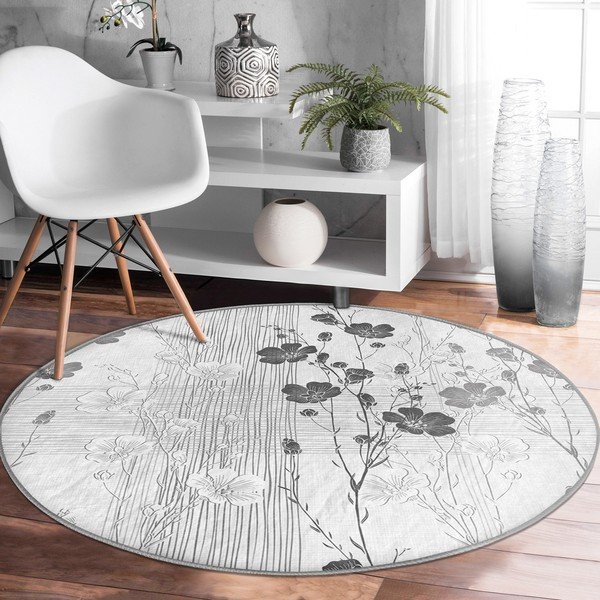 Tappeto rotondo lavabile grigio adatto a robot aspirapolvere ø 80 cm Comfort - Mila Home-image-3