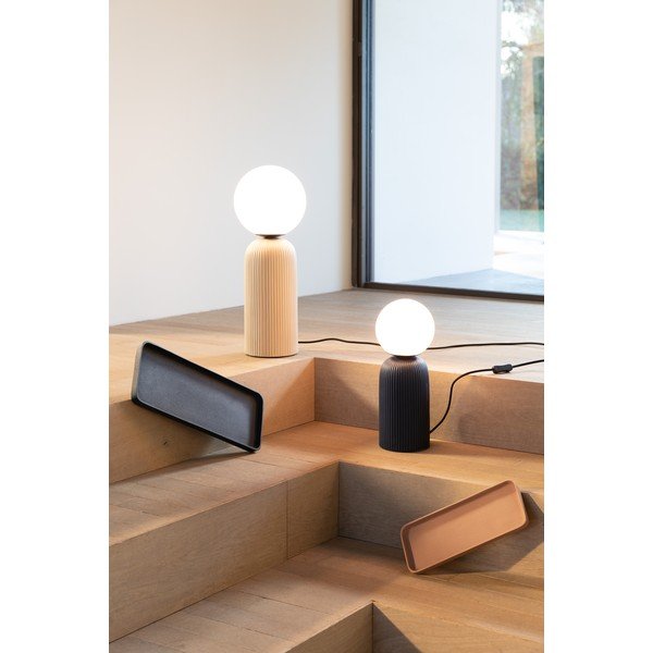 Lampada da tavolo blu in ceramica con paralume in vetro (altezza totale 38 cm) Dash – Zuiver-image-2