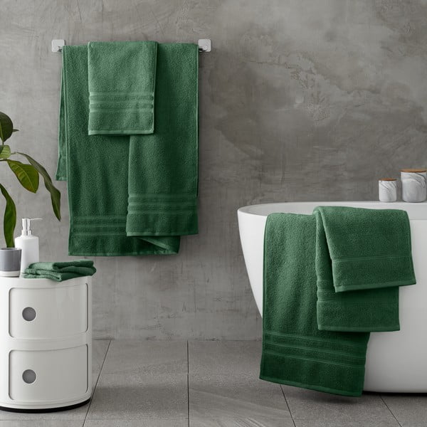 Set di asciugamani tipo terry verde scuro in cotone 2 pz 90x140 cm Zero Twist – Catherine Lansfield-image-4