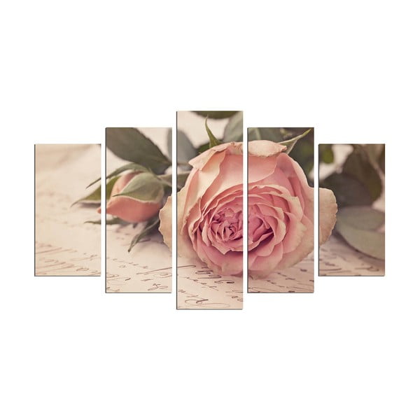 Quadro a più parti Lettera d'amore con una rosa, 110 x 60 cm - Wallity