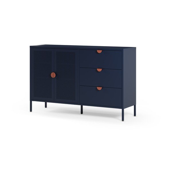 Credenza blu scuro in metallo 140x90x40 cm Sayla – Marckeric-image-4