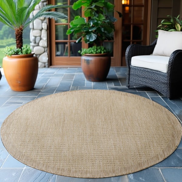 Tappeto tondo beige per esterni ø 120 cm Giza - Ayyildiz Carpets-image-1