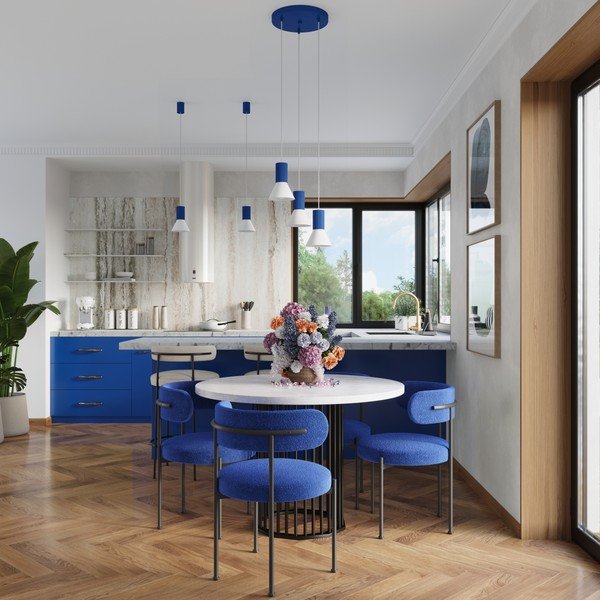 Lampadario blu in metallo ø 30 cm Niru – Sollux-image-4