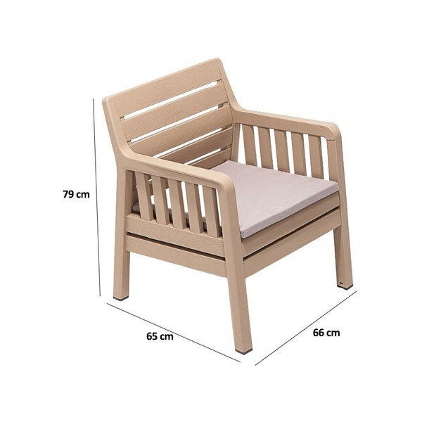 Sedia da giardino in plastica beige Lara - Floriane Garden-image-1