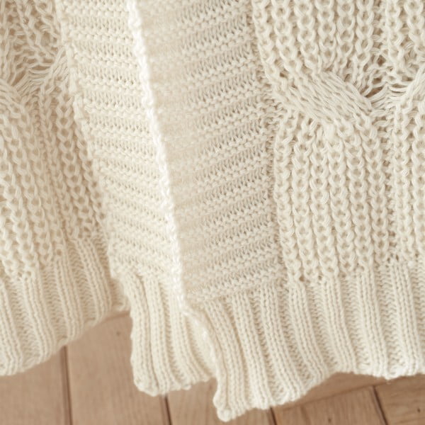 Coperta a maglia bianca e beige 130x170 cm Chunky Marl Knit - Catherine Lansfield-image-2