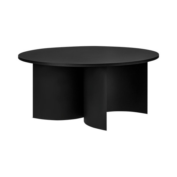 Tavolino da salotto rotondo nero con piano effetto frassino ø 95 cm Gavo – noo.ma