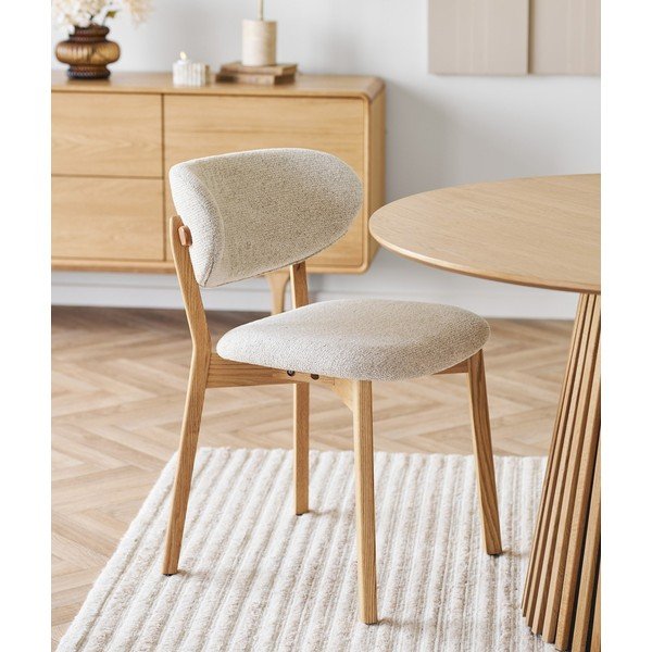 Sedia da pranzo beige/di colore naturale in imbottito Dunkirk – House Nordic-image-1