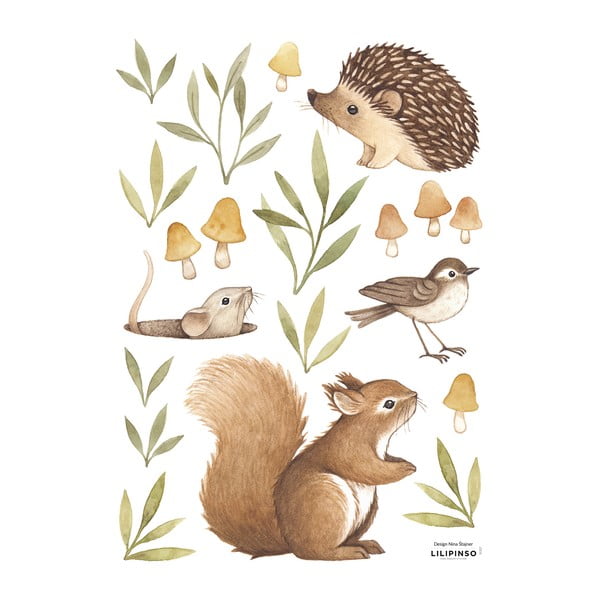 Foglio adesivo 30x42 cm Little Forest Animals - Lilipinso