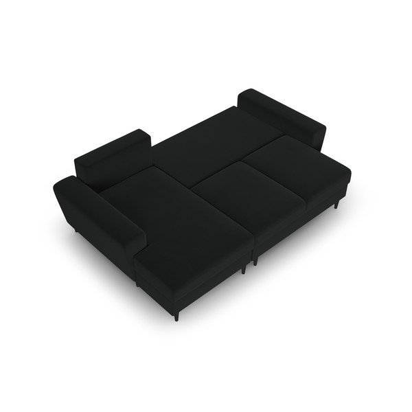 Divano angolare nero allungabile e con contenitore (con penisola a sinistra/con chaise lounge) con rivestimento in velluto Kyoto – Cosmopolitan Design-image-2