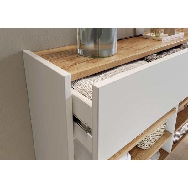 Armadietto bianco con effetto rovere 110x57x22 cm Ameca – Germania-image-4