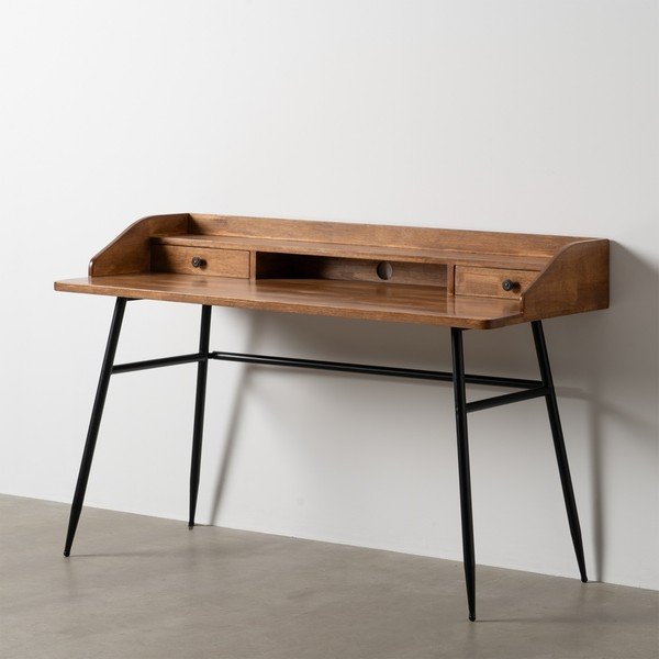 Scrivania in legno con gambe in metallo nero 60x140 cm - Ixia-image-1