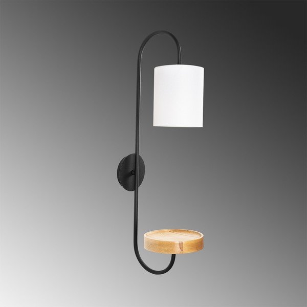 Lampada da parete in metallo nero con paralume bianco Opviq luci Marylena - Opviq lights-image-1