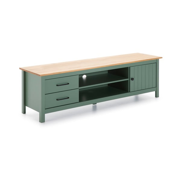 Tavolo TV in legno di pino di colore verde-naturale 158x47 cm Miranda - Marckeric-image-2