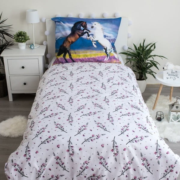 Set copripiumino e federa da bambini in cotone per letto singolo 140x200 cm Horse "Meadow" – Jerry Fabrics-image-2
