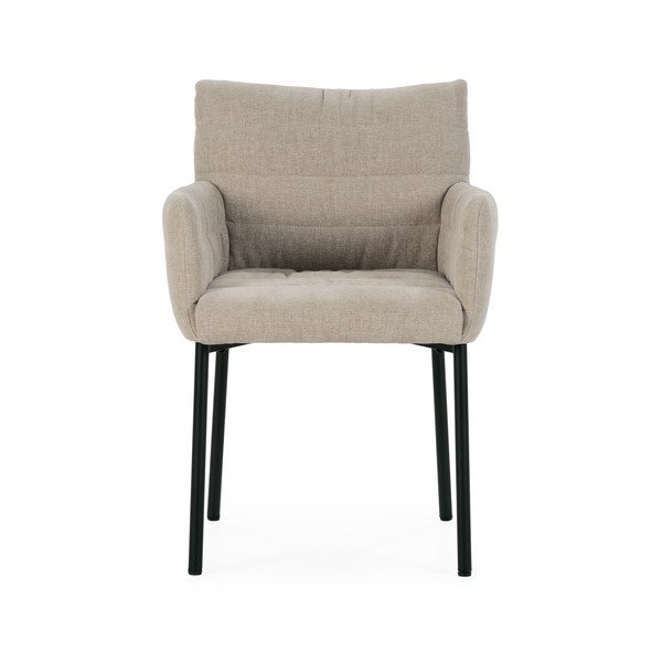 Sedia da pranzo beige imbottito con braccioli Naomi – MOME-image-2