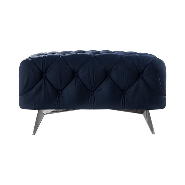 Poggiapiedi blu scuro con rivestimento in velluto Chelsea – Ropez-image-2