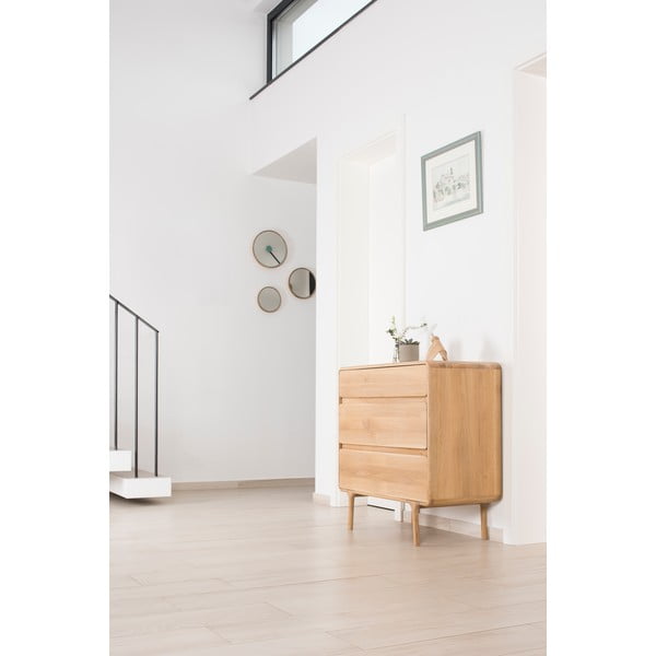 Cassettiera in rovere massiccio con 3 cassetti Fawn - Gazzda-image-1