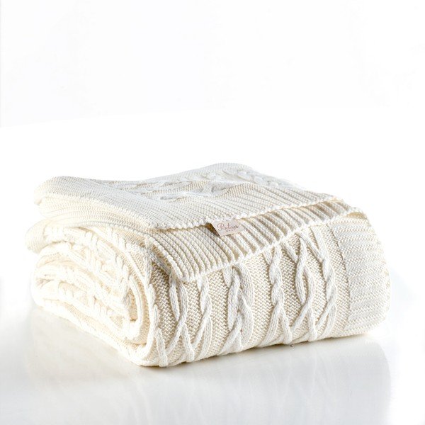 Copriletto crema chiaro con maglia in misto cotone, 220 x 240 cm - Homemania Decor-image-1