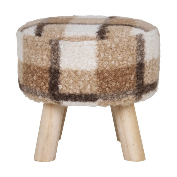 Pouf in bouclé bianco e marrone Aberdeen - House Nordic