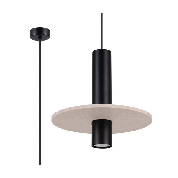 Lampadario nero/beige in metallo ø 30 cm Olisa – Sollux-image-4